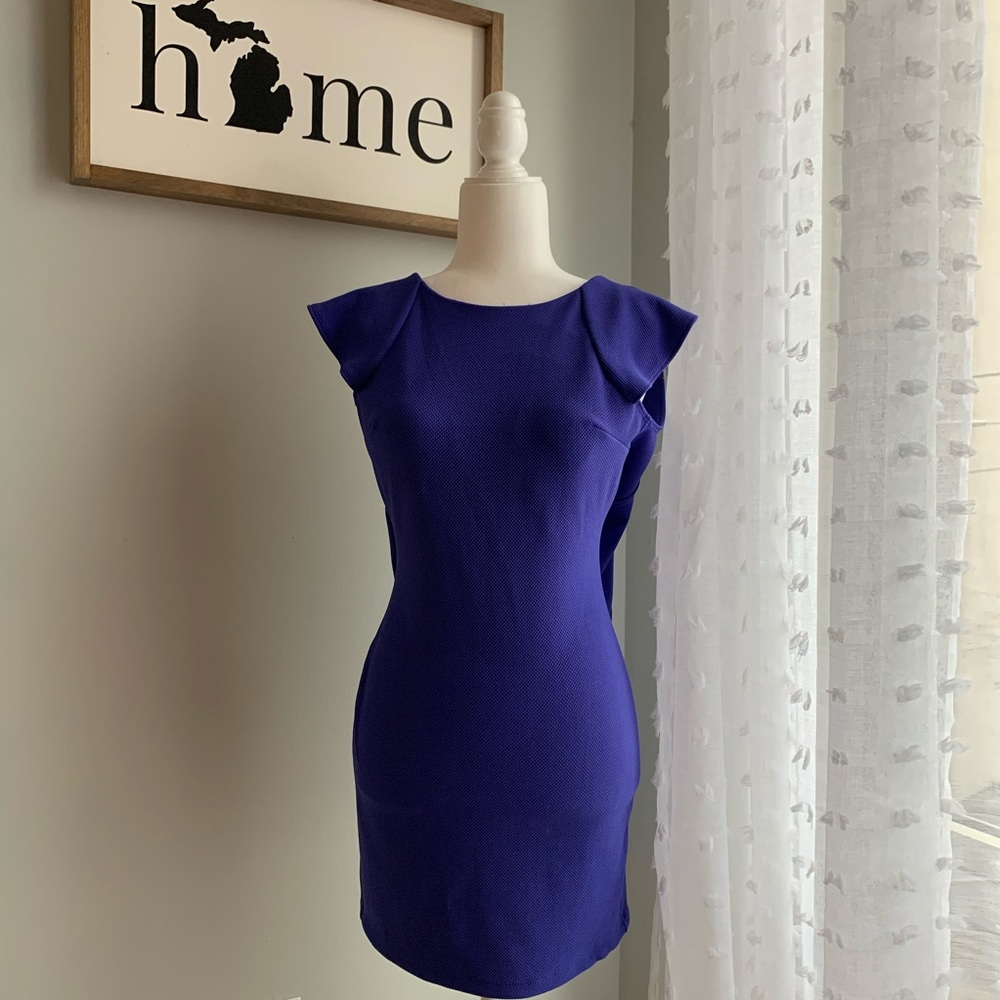 Royal blue low back bodycon dress
